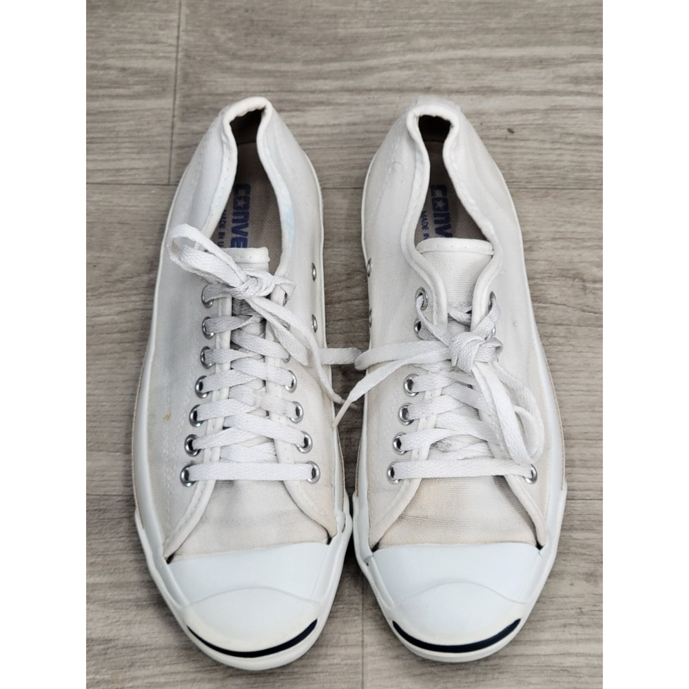 Vintage 70s Converse Jack Purcell Sneakers Men's 6.5 White Canvas Made in USA